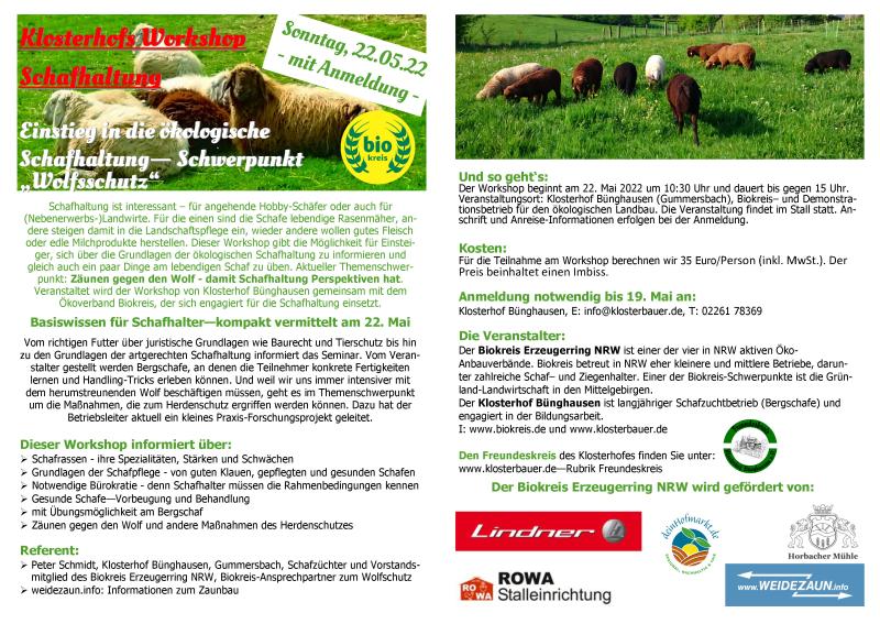 WorkShop - Einführung in die - ökologische - Schafhaltung